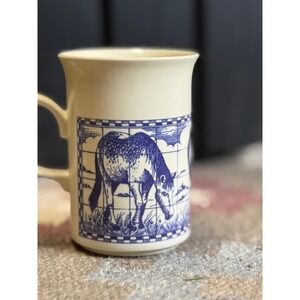 Churchill England Blue Transferware Horse Mug Cream Stoneware Equestrian Made UK